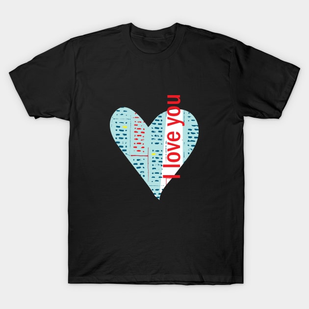 Blue heart. I love you T-Shirt by pef